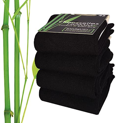 BAMBOU Chaussettes Noir Lot de 4 Taille 39-42,Noir