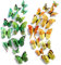 WandSticker4U®- 24er hochwertige 3D SCHMETTERLINGE GELB UND GRÜN mit Doppelflügel & Magnet I Schmetterlinge Deko für die Wand Kühlschrank Fenster Möbel Wohnzimmer Kinderzimmer Küche Butterfly