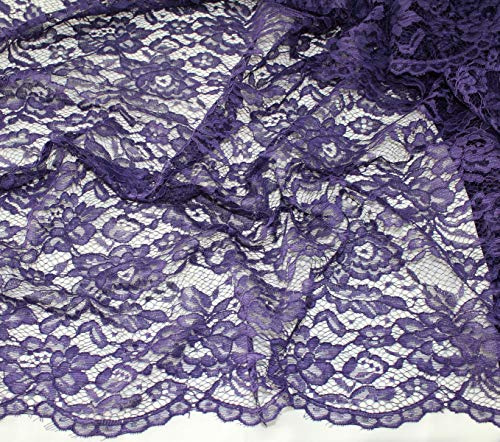 Russo Tessuti Tessuto Abbigliamento Vestiti Donna Merletto Macrame' Pizzo Balzato a Metraggio-Viola