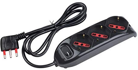 ROSI RS94002 Multipresa Serie Emilia, Nero, 3 prese schuko biv. 10/16A