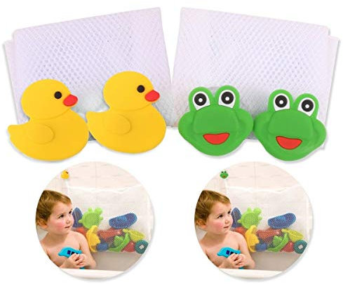 Baby Bath Toy Tidy Bag Organiser Mold Resistant Mesh Net Storage Basket Holder, Strong Suction Cups Keep Kids Bathtub Toys Dry & Bacteria Free