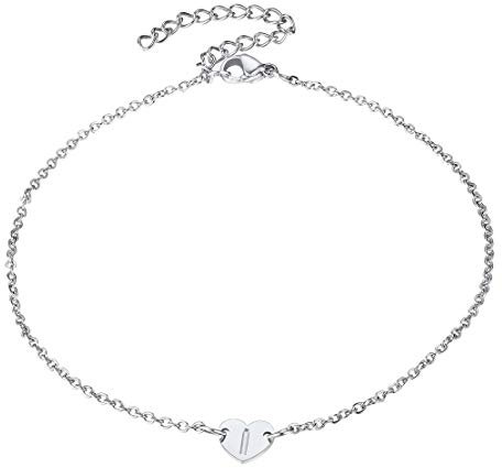 FindChic Damen Freundschafts Partner Fußkettchen Buchstabe Anhänger I Initial Sommer Fußkette für mädchen Frauen