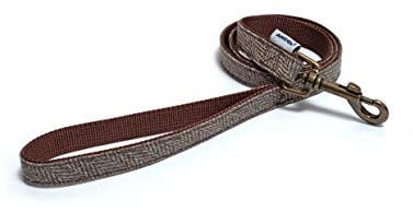 Ancol Heritage Collection Herringbone Dog Lead - Brown Nylon Fashion Lead with Country Inspired Design - Durable Weather Resistant Pet Walking Accessory - 1m x 19mm