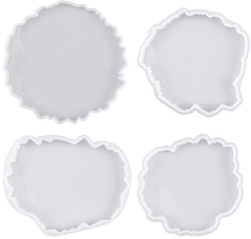 4Pcs Moldes Resina Epoxi Moldes de Silicona para Manualidades Resina Epoxi Transparente Moldes de fundición de joyas Resina Epoxi Moldes para Cenicero/Portavasos/Porta Vela/Hacer Artesanías