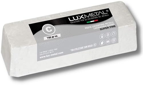 Lux Metal Polierpaste Weiß 700 g Fein Schleifpaste für Spiegelnden Glanz auf Edelstahl, Aluminium, Eisen, Messing, kunststoff Chrom, Holz, Marmor und Weitere Metall - Perfekt zum Polieren von Messern