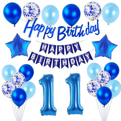 Luftballons 11 .Geburtstag Deko Junge blau Folien ballon 11 Geburtstag Deko Junge geburtstagsdeko 11 jahre geburtstag dekoration Junge, deko 11. Geburtstag Junge deko girlande 11 Geburtstag banner