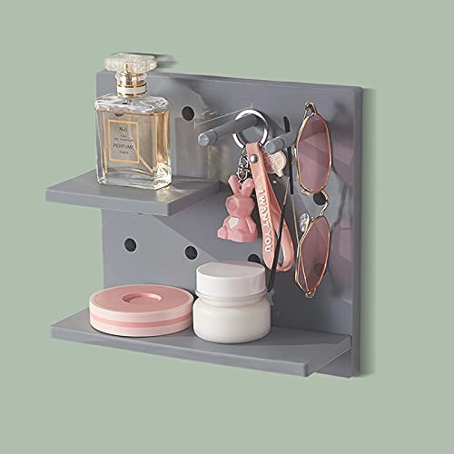MOTT Dekoratives Wandregal, verstellbare Stecktafel, Lochbrett mit Ablage, Paneelablage, Kunststoff-Wandhalter, kein Bohren, selbstklebendes schwebendes Regal, 4 Stück