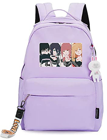 jiminhope Anime Chainsaw Man Backpack Computer Bag Chainsaw Man Rucksack Denji Power Aki Daypack Pochita Bookbag Laptop School Bag for Boys Girls Men Women 29cm*14cm*41cm