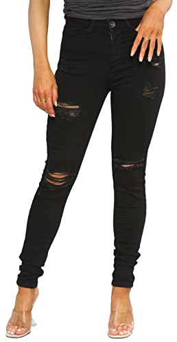 989Zé ENZO EZL417 Damen Jeans Skinny Stretch Ripped Hose Damen Denim Slim Fit Hose mit Rissen Taille Größen 36-48