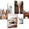 Novart Wandbilder Set Natur Berge See Orange Braun - KEIN EXTRA RAHMEN BENÖTIGT - Modern Deko - Wohnzimmer Schlafzimmer N005563a