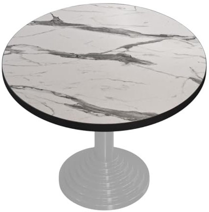 GGMMÖBEL Brasil | Tischplatte | Ø 80 cm | Weiß Marmor | Holzplatte | Perfekt für klappbare Couchtisch, Küchentisch, Esstisch | ABS Kante | HPL beschichtete | Restaurant, Cafe, Bar