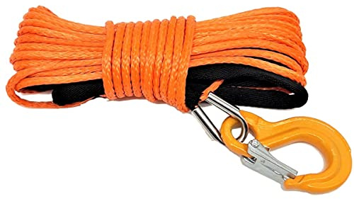 Windenseil orange AIR102 mit Haken 5mm 2,5t 15meter Seil Zugseil Kunststoffseil Seilwinde ideal für UTV ATV Quad Offroad 4x4 SUV