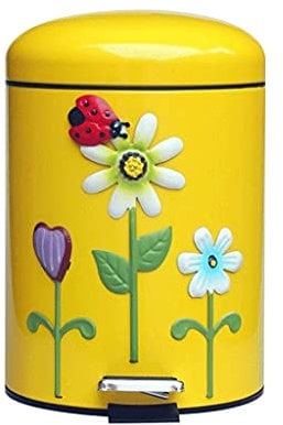 Poubelle ronde en métal pour salle de bain, chambre à coucher, cuisine, bureau (jaune)