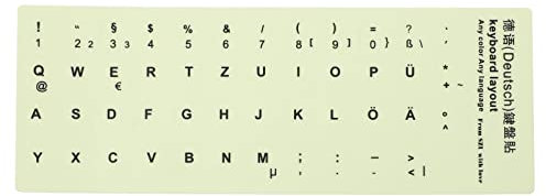 SOLUSTRE German Keyboard Stickers Glow in the Dark Laptop Computer Replacement Keyboard Stickers for Notebook Desktop Keyboards