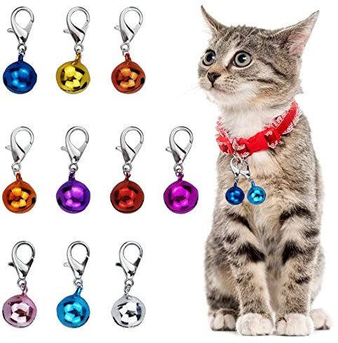 LAMXD 10 campane per collare per cani e gatti, campanelle colorate con fibbie, accessori per collari per gatti, feste fai da te