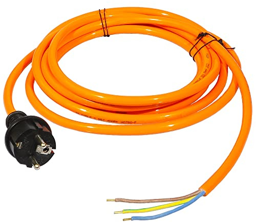 Anschlussleitung Zuleitung Polyurethane 3-polig mit Schukostecker 4 Meter H07BQ-F PUR 3x1,5 mm2 Orange Stromkabel Baustellenkabel IP44 (4 Meter, Querschnitt 3x1,5 mm2)