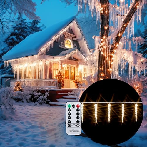 Monzana Cascata Luminosa Ghiaccioli a LED di Natale 80 Lampade 8 Modalità Telecomando Timer IP44