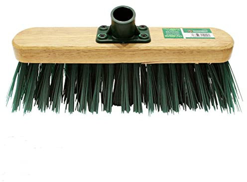 Set of 2-12 Broom Head - Wooden, Hard, Yard, Garden Sweeping, Cleaning Brush, Bristle, Stiff, Green | Strong & Robust | Emergency Replacement - 12 Inch, 2 Pieces
