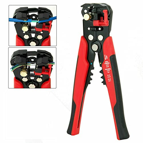 3 in 1 Automatic Wire Stripper, Wire Cutter Electrical Terminal Crimper for Wire Stripping, Cutting, Crimping 10-22 AWG (0.5-6.0mm²) (Red)