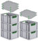 PROREGAL SuperSparSet 5x Eurobox NextGen Color mit Auflagedeckel & Schiebeschnappverschlüsse, HxBxT 22x30x40cm, 20L, Griffe grün offen, Glatter Boden, Eurobehälter Transportbox Transportbehälter