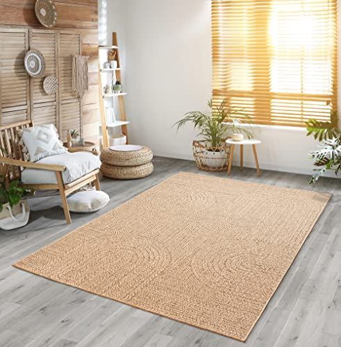the carpet Kansas - robuster In- und Outdoor Teppich im natürlichen Jute-Look, wetterfest, geeignet für Terrasse und Garten, ca. 120 x 170 cm
