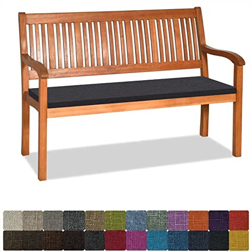 Orumrud Bankauflage Stuhlkissen Bankkissen mit Krawatte Waschbar,140x45x3cm，2 3 4-Sitzer Sitzkissen rutschfeste Auflage für Gartenbank,Küche,Terrasse Innen und Außenbereich，Schwarz,Dicker Leinenstoff