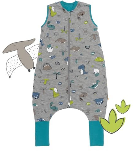 schlummersack Baby Schlafsack mit Füßen Sommer 1 Tog 80 cm dünn Dino | Schlafsack mit Beinen und verlängerten Bündchen für eine Körpergröße von 80-90cm | Schlafsack Baby Sommer Frühling