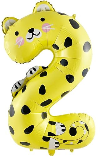 DIWULI Luftballon 4 Geburtstag Dschungel Zoo Zahl Dekoration