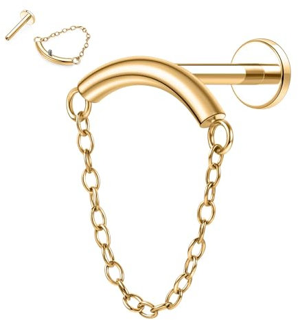 16G Helix Ohrring Kette Helix Ohrstecker Gehärteter Knorpel Ohrring mit Innengewinde Labret Ohrstecker Gold Tragus Piercing Schmuck Tragus Ohrringe Conch Medusa Monroe Flatback Ohrring 6mm