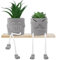 Ensemble De 2 Plantes Artificielles Interieur, Pot De Fleurs En Ciment Plantes Succulentes En Plastique, Smiley Plus Cool Face Avec Jambes Suspendues Design Pour Bureau Salon Chambre Salle De Bain