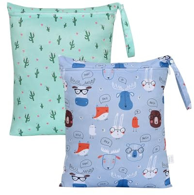 OTraki 2PCS Bolsa Ropa Mojada, 40 x 50cm Bolsas Ropa Sucia Viaje Grande Bolsa Impermeable Bolsa Húmeda Seca Ropa Mojada Bebe Reutilizable Piscina con Asa Wet Bag para Hogar Natación Playa Guardería