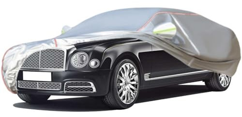 WOLWES Autoabdeckung Geeignet Für Bentley Mulsanne,Schneesicher,wasserdichte,Wind-,Regen- Und UV-beständige Autoabdeckung Aus Oxford-Gewebe,Mit Seitentür-Reißverschluss (Color : White)