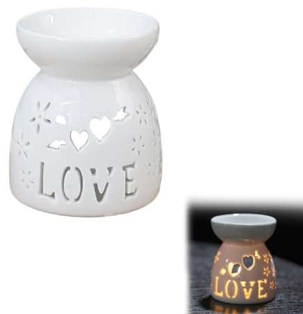 Duftlampe aus Keramik mit Kerzenhalter Teelichthalter Aromalampe Duftlicht Aromabrenner für Duftöl und Duftwachs