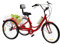 CLEADONG Dreirad für Erwachsene 24 Zoll 3Räder 7-Gang Adult Fahrrad, Outdoor-Dreirad mit LED Licht Gemüsekorb, 3-Rad Erwachsene Bikes Becherhalter Bis 140 Kg, Rot