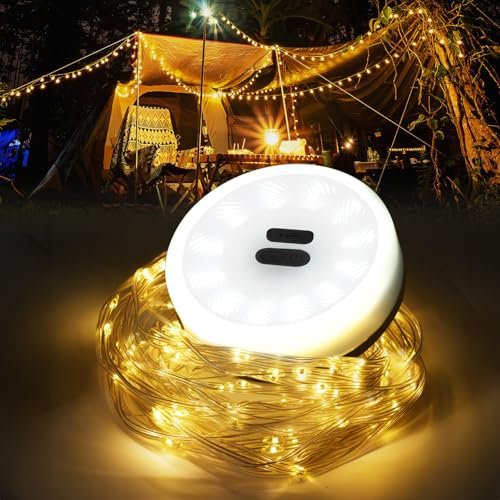 Adamyee Camping Lichterkette，Externe Lichter mit 6 Blitzmodus, wasserdichtem USB -Schnittstellen -Ladestand -10 m tragbares Campinglicht, Camping, Garten und Wandern