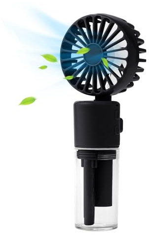 Portable Hand Fan with Water Mist Spray, 2000mAh USB Rechargeable Personal Handheld Misting Fan, 4 Speed Battery Powered Cooling silent Mini Fan for Office Outdoor Trip Travel Park Camping (Black)