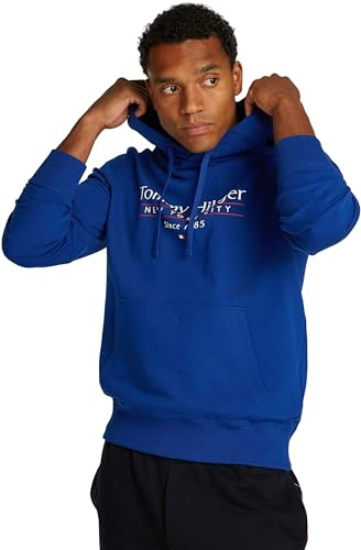 Tommy Hilfiger Herren Hoodie Center Stack mit Logo, Blau (Wedge Blue 000131), M