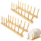 JJiaoLinin Dish Rack, 2 Pack Bamboo Cupboards Dish Rack, Pot Lid Holder, Dish Drying Rack, Bamboo Plate Holder Organizers for Plates, Bowls, Cups, Pot Lids, Cutting Boards, Books