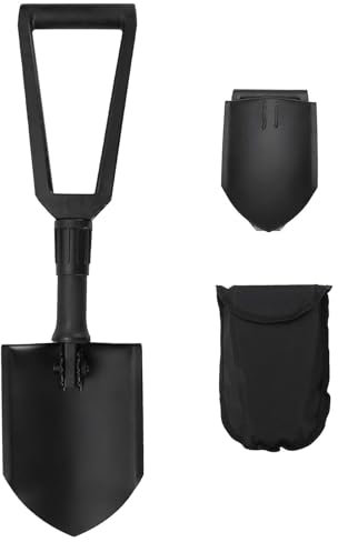 Military Folding Survival Spade - Mini Trenching Shovel with Carrying Pouch - Portable for Garden, Hunting, Hiking, Fishing, Car Emergency