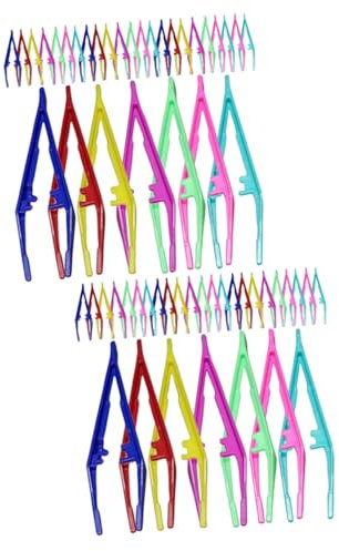Beatifufu 60 Pièces Pince à Sourcils En Plastique Masque Tondeuse Outils Pour Cils Gel Poignée Pince à Épiler Pinceaux à Maquillage Spatule Fouetter Accessoires De Coiffure Pinas Mini Pp