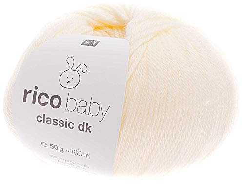 Rico Wolle Baby Classic dk, Babywolle weich und pflegeleicht zum Stricken oder Häkeln, 50% Polyamid, 50% Polyacryl, 50g 165m, Nadelstärke 3,5-4 mm (002 creme)
