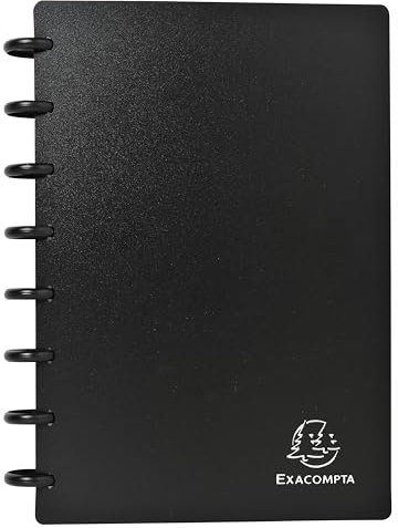 Exacompta - Réf. 75151E - Carton de 5 Porte-cartes de visite noir amovible à anneaux - en PP rigide - pour 120 cartes - pochettes détachables pour insérer 6 cartes - A5 - intercalaires 12 onglets