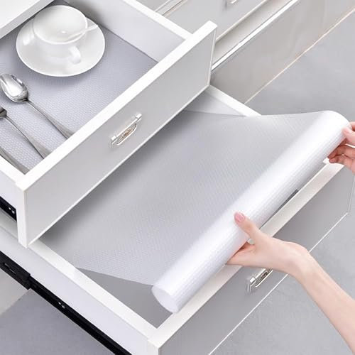 Ksvaye 2 Pcs Protector Cajones Cocina, 30x400cm EVA Antideslizante Forro de Cajón Estantes el Gabinete Estera Cuttable, No Adhesiva Impermeable Estera del Refrigerador, Protector Muebles Cocina