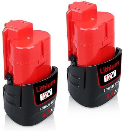 2 Pack 12V 3.5Ah M-12 Lithium-ion Battery Replacement for Milwaukee 12V Battery Compatible with Milwaukee Power Tool 48-11-2401 48-11-2402 48-11-2411 48-11-2420