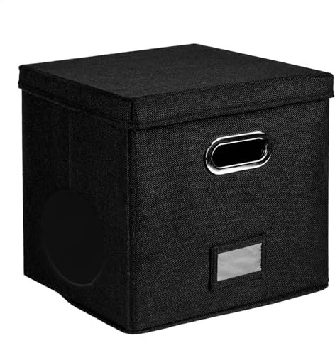 Schallplatten-Aufbewahrungsbox, Album-Aufbewahrungsbehälter, Schallplattenbox mit Griff, einfach zu montieren, tragbarer Griff, 13 x 13 x 13 cm, schwarz, für Schrank-Organizer