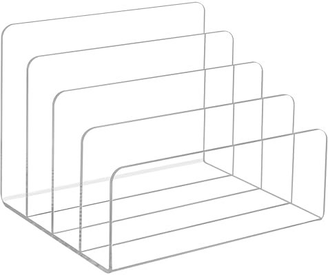 Transparent Acryl-Aktenhalter, Verdicken Acryl Akten Organizer 4 Abschnitte vertikaler Schreibtisch-Organizer Aktenordner Ständer für Dokumente Briefbuch Büro & Zuhause
