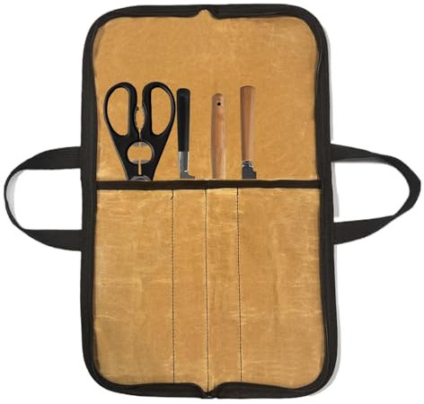Siuwddee Enrollable para Cuchillos, Funda de Transporte para Cortador de Cocina, portátil de Lona Encerada para Cuchillos, de Almacenamiento de Herramientas de Cocina para Camping