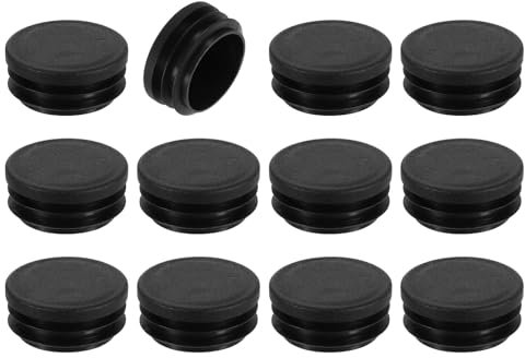 QUARKZMAN 12 Stück Runde Abdeckkappen, Schwarze Blindstopfen, Rohrabdeckung aus Polyethylen 40mm (1,57 Zoll) Möbelbeinrohr Einsatz Kunststoffkappen, Verschlusskappe für Stuhl Sofa Regal