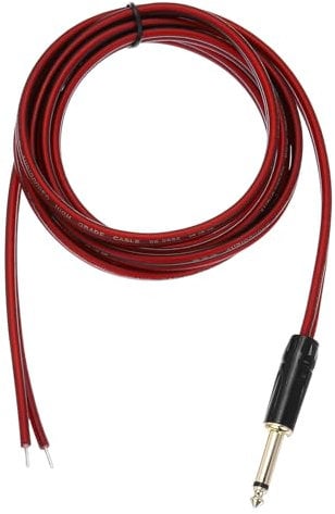sourcing map TS Mono Plug to Bare Wire Open End Speaker Cable, 6.6ft (2 Meter) 14AWG Gold Plated TS Mono Plug Cable for Speaker, Guitar, Scanner, Audio Equipment