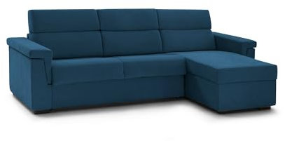 Talamo Italia - Sofa mit Halbinsel Zelinda, Ecksofa für Wohnzimmer, gepolstert, Abnehmbarer Bezug, 100% Made in Italy-Qualität, 285x160 h100 cm, Blau
